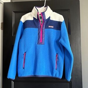 NWOT! Never worn! Vineyard Vines Blue and White Fleece with Pink Trim